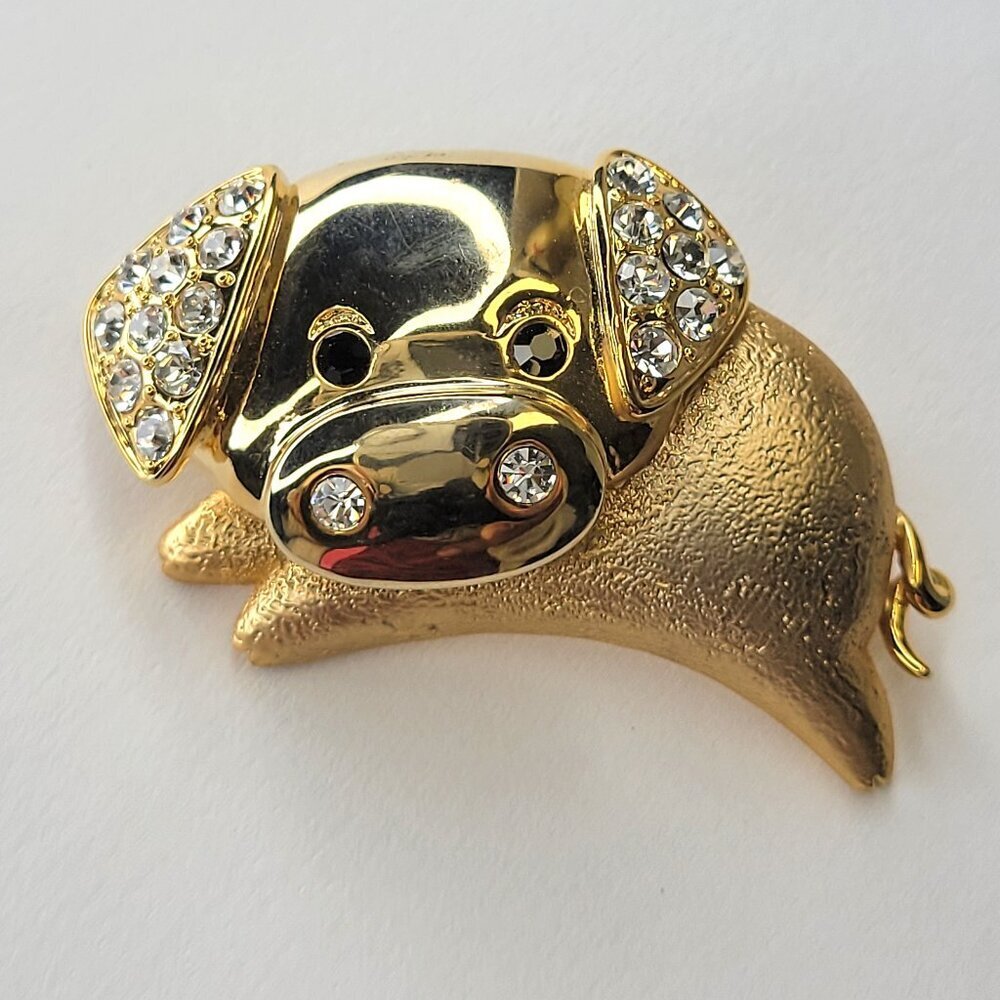 Gold Baby Pig Brooch Pin
